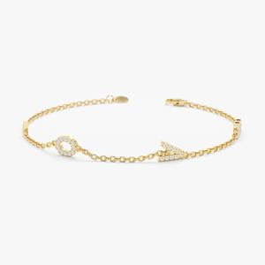 Brazalete con Corazón en Forma de Diamante, Oro Sólido de 14K, Joyería Minimalista y Elegante, Regalo Personalizado para Mujer, Cumpleaños, Aniversario, Uso Diario - Product Image 2