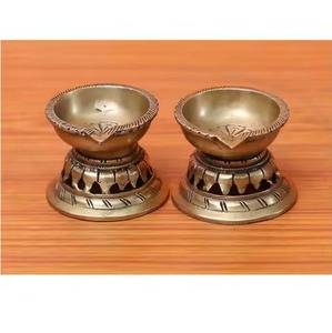 Festival Special Brass Diya Antique Design Oil Lamp Ethnic Style Diwali <b>Mandir</b> Decoration - Product Image 6