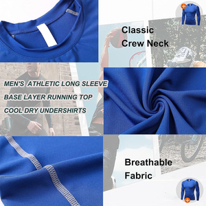 <b>Moisture</b> <b>Wicking</b> Knitted Slim Fit Mens Long Sleeve Compression <b>Shirt</b> Customizable Quick Dry Sporty Anti-UV Breathable Sportswear - Product Image 6
