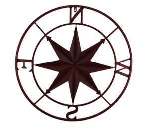 Brújula de Metal para Colgar en la Pared, Acabado Desgastado, Decoración Náutica Rústica - Product Image 4