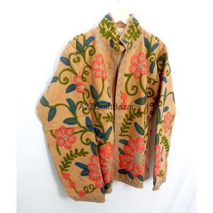 Embroidered Cotrise <b>Jacket</b> Vintage Design Eco-Friendly Breathable Quick Dry Cotton Lined <b>Mandarin</b> <b>Collar</b> Winter Outerwear - Product Image 5
