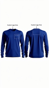 T-shirt personnalisé pour homme à manches longues en coton, col rond, bleu roi, coupe ajustée, anti-rétrécissement, décontracté, basique, OEM, marque privée, vente en gros - Product Image 5