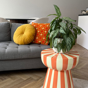 Best Selling Modern MDF Lacquer <b>Stool</b> Striped Design Eco Friendly Furniture Wholesale Bulk Supplier Living Room Accent <b>Stool</b> - Product Image 6