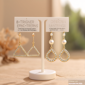 Designer Drop Earrings Combo 8-Trendy Geometric & Number Patterns with Zircon and Pearl Stainless Steel Party Jewelry - Product Image 3