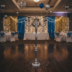 5 Arms Aluminum Candelabra for Home Floor Decoration Silver Plated Tall Luxury Design Wedding Centerpiece Handmade Candelabra - Product Image 2