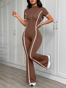 Women's High-Elasticity Solid Full Body <b>Workout</b> Suit Drawstring Closure | Buttery-Soft High-Stretch Fabric Spandex-Polyester - Product Image 4