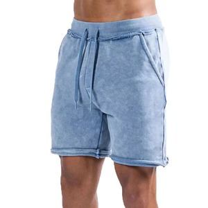 Shorts de sport pour homme en coton uni respirant, taille mi-haute, tricotés, avec cordon de serrage, taille élastique, séchage rapide, poches - Product Image 6