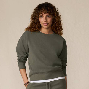 Sudadera de Mujer Verde Oliva con Cuello Redondo, Manga Larga, Corte Regular, Tejido de Felpa, para Otoño, Color Sólido, Diseño Transpirable - Product Image 6