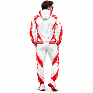 Ensemble de survêtement à capuche personnalisé avec logo par sublimation, coupe ajustée, imprimé intégral, vêtements de sport pour l'entraînement en équipe, veste légère et respirante pour hommes - Product Image 4