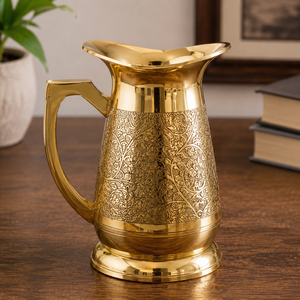 Pichet à eau en laiton artisanal de luxe, carafe en laiton gravée pour la décoration de la maison, service de table pour hôtel et restaurant, article cadeau - Product Image 2