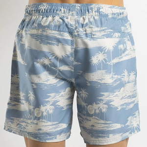 Shorts de Baño Blancos Estampados para Hombre con Diseño de Palmeras, Secado Rápido, Cintura Elástica, Traje de Baño Informal - Product Image 5