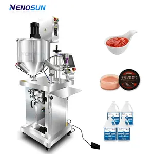 Nenosun Semi-Automatic Heating Filling Machine Butter Shoe Polish Manufacturing Cosmetic Sauce Glue Candle Jam Shampoo Cream