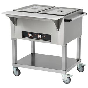 Scaldavivande Elettrico Professionale da 1000W, 2 Vasche, Capacità 20.6QT, con 4 Ruote per Buffet e Catering - Product Image 2