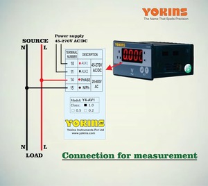 ยอกินส์ Y4-AV1 เครื่องวัดแรงดันไฟฟ้ากระแสสลับแบบดิจิตอล True RMS 15-600V แบบเลือกได้ พร้อมจอแสดงผลความถี่ ขนาด 96x48 มม. - Product Image 3