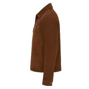 Chaqueta de Motociclista de Cuero Gamuza Marrón para Hombre, Cuello Camisero, Estilo Casual para Uso Diario, Invierno, Color Sólido, Prenda Exterior de Moda, Personalizada, Talla 3XL - Product Image 2