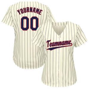 Camiseta de Béisbol Personalizada con Rayas Azul Marino y Rojo, Uniforme Deportivo de Equipo, Transpirable, de Poliéster, con Botones - Product Image 2