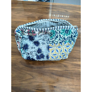 Pochette cosmétique bohème patchwork, petite, avec fermeture éclair, motif floral multicolore, étui à maquillage textile portable, cadeau - Product Image 4