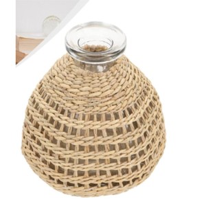 Jarrón de Vidrio Tejido de Ratán Estilo Boho, Maceta Nórdica Hecha a Mano de Seagrass, Soporte para Plantas Hidropónicas de Escritorio, Jarrón Decorativo para Bodas y Hogar - Product Image 3