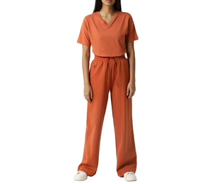 Pantalones de chándal acampanados de pierna ancha de nuevo estilo para verano con frente plano, pierna recta ancha, color liso, ropa casual para mujer - Product Image 2