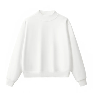 Custom Women Oversized Mock Neck Sweatshirt with Contrast Rib Collar Cuffs and Hem heavyweight fleece mockneck women sweatshirts - Product Image 2
