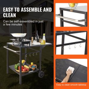 Carrito de Comedor para Exteriores con Dos Niveles, Mesa Portátil de Hierro, Multifuncional, Plegable, para Barbacoa, Mesa Móvil para Preparación de Alimentos, Carrito de Almacenamiento - Product Image 6