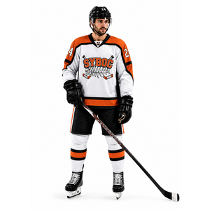 Maillot de hockey sur glace personnalisé pour hommes, bleu royal, blanc, camouflage, uniforme d'équipe sublimé, vente en gros, OEM, vêtements de hockey, États-Unis, Canada - Product Image 4