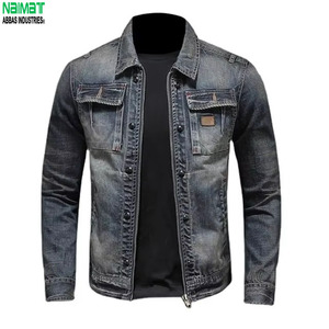Modern Stitched Texture Winter <b>Men's</b> <b>Denim</b> Trucker <b>Jacket</b> Minimalist Heavy Duty Slim Fit Front Logo Everyday Layer - Product Image 1
