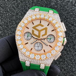 Reloj de Cuarzo Analógico Cronógrafo con Diamantes para Hombre, con Correa de Silicona Verde - Product Image 5