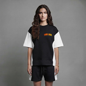 Sur mesure, meilleure qualité, 100% vêtements décontractés d'été pour femmes, dentelle brodée, manches courtes, coupe régulière, respirant, hip hop, uni 2 - Product Image 1