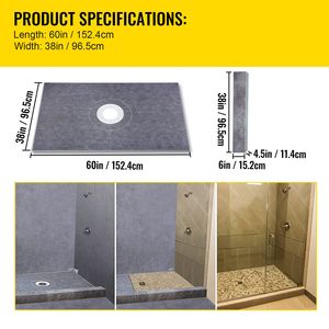 Kit per Doccia Impermeabile 38x60 Pollici con Flangia Centrale in ABS da 4 Pollici, Griglia in Acciaio Inox da 4 Pollici, 2 Accessori per Cabina Doccia - Product Image 6