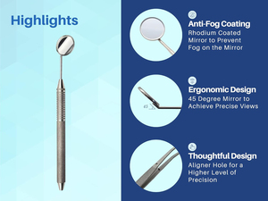 <b>3</b> Pcs Dental Examination Set | Slip Resistant Stainless Steel Mouth Mirror, Probe, Tweezer Kit for Personal & Pet Oral Care Use - Product Image 5