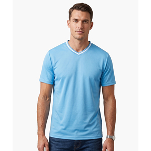เสื้อฟุตบอลชาย ชุดกีฬา โพลีเอสเตอร์ 100% เสื้อฟุตบอลชาย คอวี แขนสั้น - Product Image 1