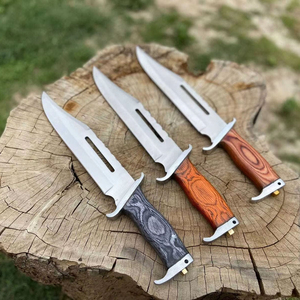 Cuchillo Bowie para Caza y Camping, Hoja Fija, Mango de Palisandro, Funda de Cuero, Supervivencia, Acero al Carbono de Grado Industrial - Product Image 5