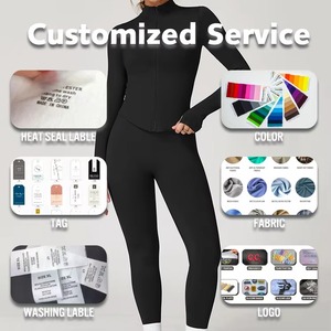 Ensemble de sport sans couture pour femme, col licou, dos élégant, côtelé, avec taille cintrée et effet push-up fessier, pour yoga et entraînement en salle de sport - Product Image 4