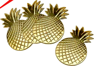 Sous-verre classique en aluminium plaqué or de haute qualité, tapis et coussinets plaqués or en forme d'ananas - Product Image 1
