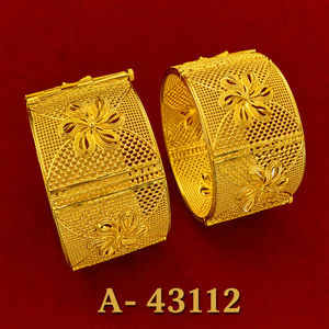 Luxury Trendy Geometric Wide Zinc Alloy Gold Plated Zircon Cuff Bangles | Dubai Style Ethnic Bridal Jewelry A-43109 - Product Image 6