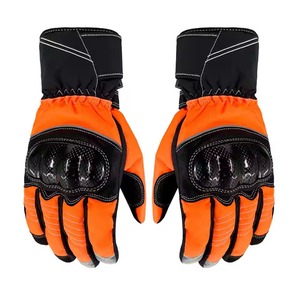 Guantes de Carreras Naranjas de Dedo Completo con Protección para Nudillos, Material PU Antideslizante, para Motocross al Aire Libre, Unisex - Product Image 2