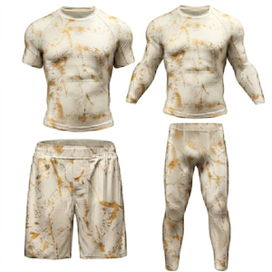 Nuevo Conjunto de Rashguard de MMA de Diseño Moderno: Camiseta de Manga Corta, Pantalones Cortos y Leggings de Manga Larga, Ajuste Elástico y Transpirable para Entrenamiento - Product Image 5