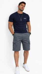 <b>Men's</b> <b>Navy</b> <b>Blue</b> Regular Fit Knitted T-<b>Shirt</b> Short Sleeve Crew Neck Solid Tee 220 Grams Blank Front - Product Image 4