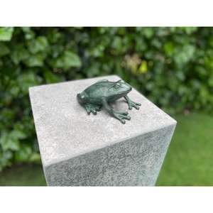 Adornos de Mesa en Miniatura de Rana de Metal, Acabado Verde Antiguo, Escultura de Rana de Hierro Fundido Hecha a Mano - Product Image 1