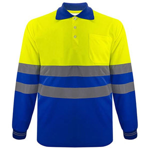 Men Quick Dry Hi Vis Polo Safety T Shirts Roadway Night Reflective Clothing Long Sleeve Safety Polo T-Shirts - Product Image 1