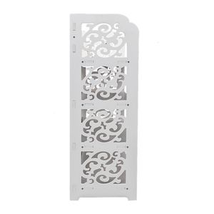 Scarpiera Moderna in Legno Bianco Stile Rustico a Quattro Ripiani Intagliata con Scaffalatura Regolabile per Casa o Palestra - Product Image 1