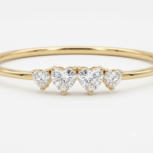 Bracelet Legacy Love Four Heart Family Bond en or jaune 18 carats avec diamant de laboratoire certifié IGI, classique pour femme, à porter tous les jours, 8-10 grammes - Product Image 1