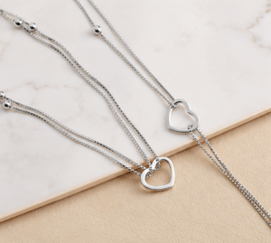 Chevillère Cœur Double Chaîne en Argent Sterling 925 Plaqué Rhodium, Réglable, Minimaliste, pour Femme, Bijou de Pied Tendance - Product Image 2