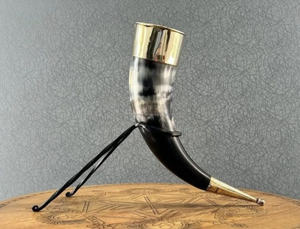 Haute qualité alimentaire poli personnalisé support boeuf buffle artisanat naturel Viking corne à boire à bas prix de l'Inde - Product Image 3