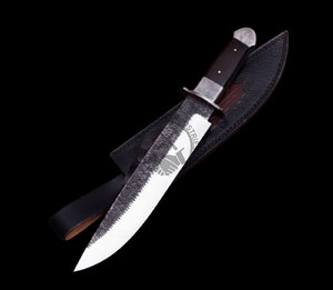 มีดโบวี่เหล็ก D2 ขนาด 15 นิ้ว ตีขึ้นรูปด้วยมือ ใช้ได้ทั้งมือซ้ายและขวา สำหรับการเอาชีวิตรอดและการล่าสัตว์ พร้อมด้ามไม้พะยูงและปลอกมีดดามัสกัส - Product Image 5