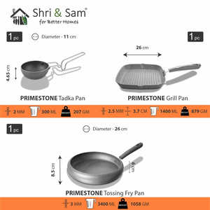 Juego de utensilios de cocina de aluminio antiadherente de 7 piezas, Colección Primestone - Product Image 1