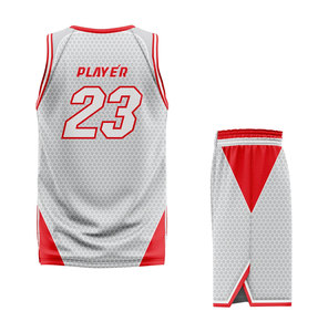 Team Basketball Uniform Sublimated 100% Polyester V-Neck Tank Style Adult Unisex Breathable <b>Mesh</b> Jersey and Shorts Set - Product Image 2