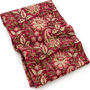Tissu floral 100 % coton respirant et absorbant l'humidité, imprimé à la main, motif à motifs floraux, poids moyen, textile pour literie et couettes - Product Image 1