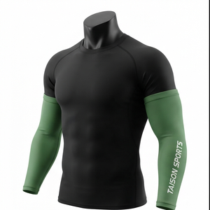 TAISON SPORTS - Mangas de Compresión Unisex para Brazo, 220 GSM, Poliéster y Spandex Premium, Diseño de Panel Sublimado Azul, Logotipo Personalizado, Secado Rápido - Product Image 2